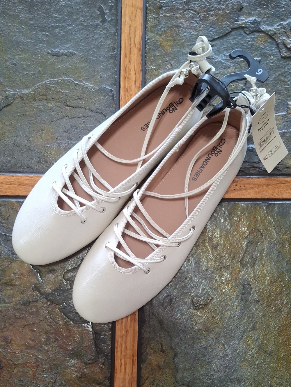 No Boundaries Cream Lace-Up Ballet Flats